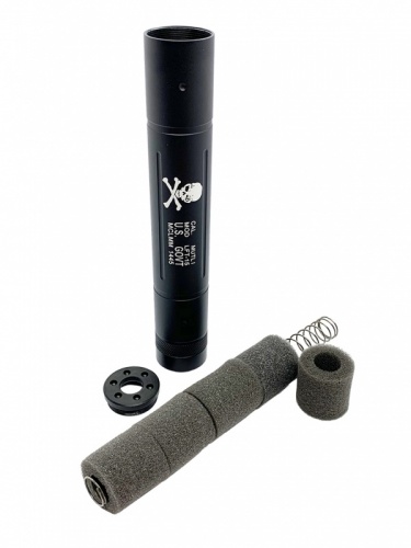 Airsoft Metal Barrel Extension Silencer Black Skull Graphic - 14mm CCW Thread