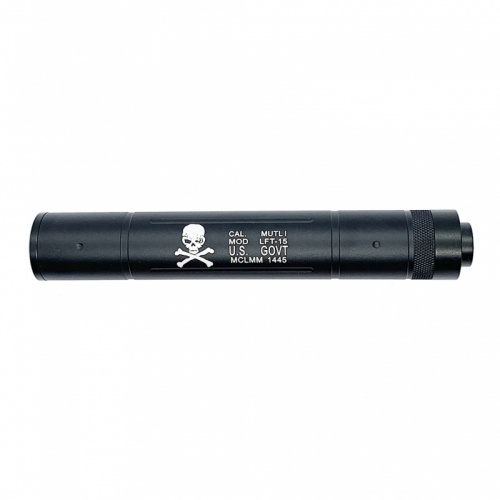 Airsoft Metal Barrel Extension Silencer Black Skull Graphic - 14mm CCW Thread