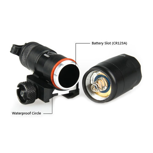 Airsoft M300C Black Torch CREE LED Mountable Flashlight Single Battery