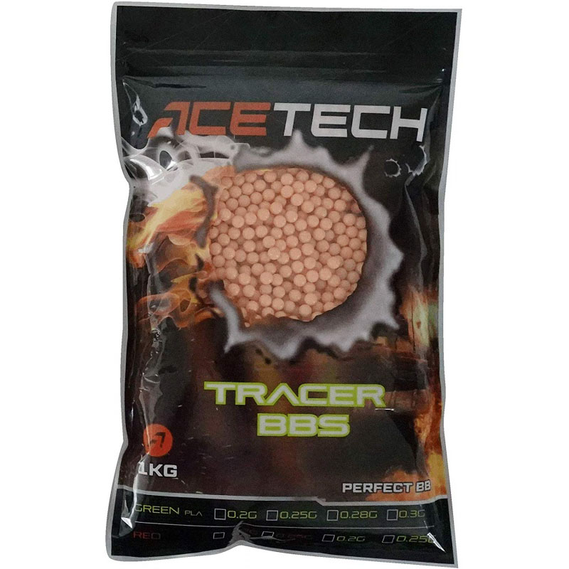 Acetech 0.25g RED TRACER Airsoft BB 4000rds Rounds 6mm White Airsoft